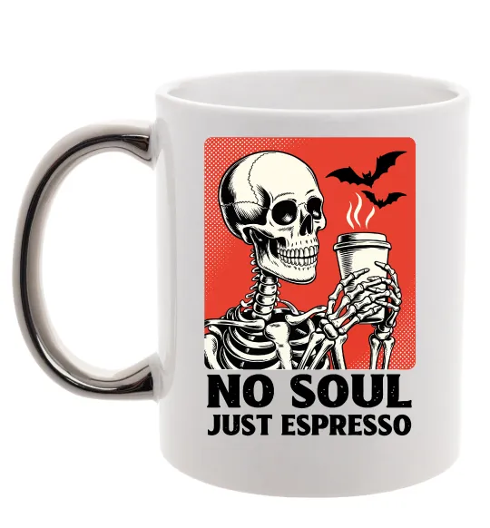 Чашка с цветной ручкой Just espresso Серебро фото