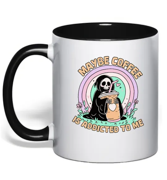 Чашка с цветной ручкой Maybe coffe Черный фото