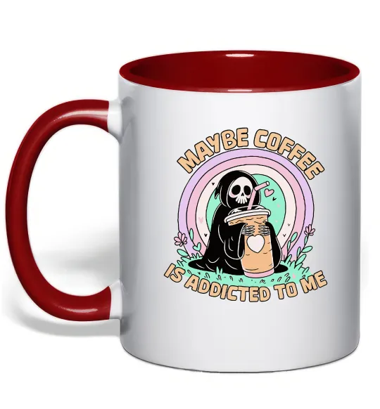 Чашка с цветной ручкой Maybe coffe Красный фото