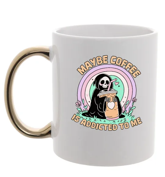 Чашка с цветной ручкой Maybe coffe Золото фото