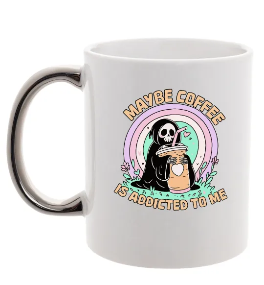 Чашка с цветной ручкой Maybe coffe Серебро фото