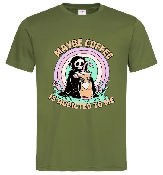 Мужская футболка Maybe coffe Оливковый фото