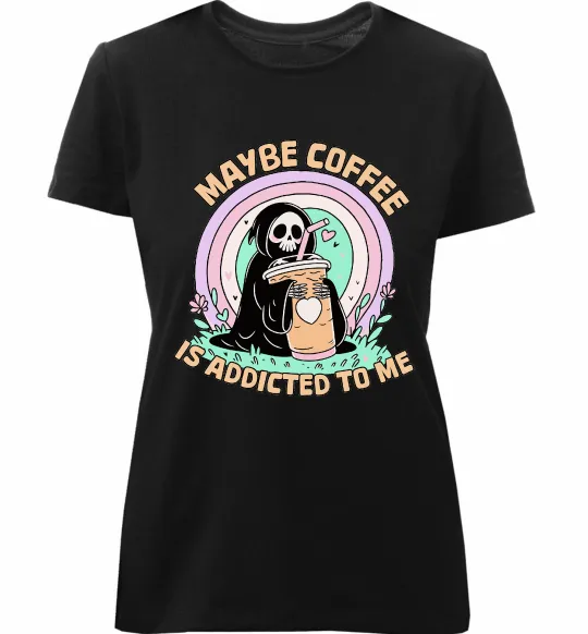 Женская премиум футболка Maybe coffe Черный фото