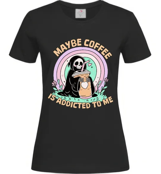 Женская футболка Maybe coffe Черный фото