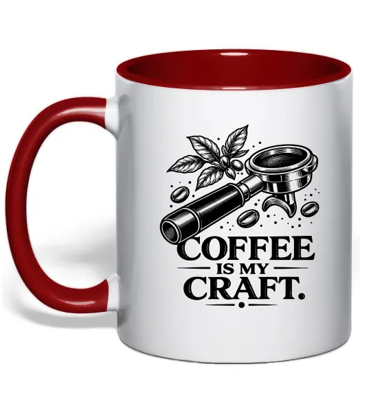 Чашка с цветной ручкой Coffee is my craft Красный фото