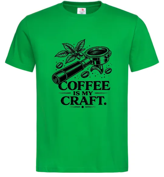 Мужская футболка Coffee is my craft Зеленый фото