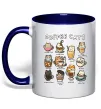 Чашка з кольоровою ручкою Coffee cats Глибокий темно-синій фото