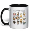 Чашка з кольоровою ручкою Coffee cats Чорний фото