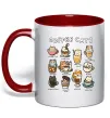 Чашка з кольоровою ручкою Coffee cats Червоний фото