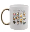 Чашка з кольоровою ручкою Coffee cats Золото фото