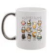 Чашка з кольоровою ручкою Coffee cats Срібло фото