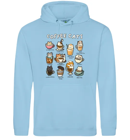 Чоловіча толстовка (худі) Coffee cats Блакитний фото