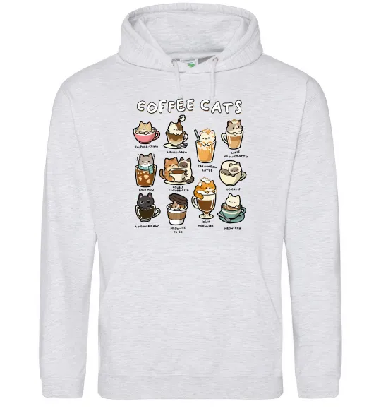 Жіноча толстовка (худі) Coffee cats Сірий меланж фото