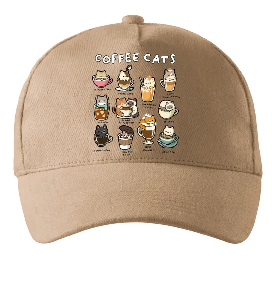 Кепка Coffee cats Пісочний фото