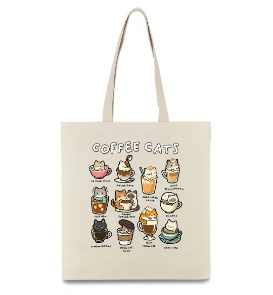 Еко-сумка Coffee cats Бежевий фото