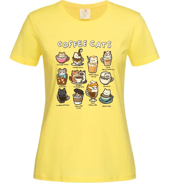 Жіноча футболка Coffee cats Лимонний фото