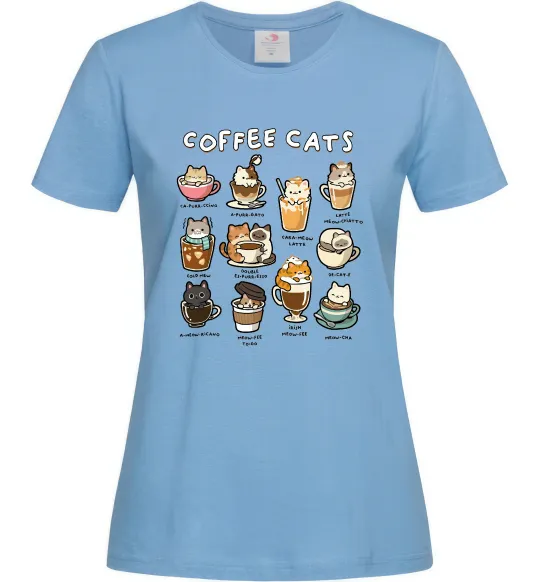 Жіноча футболка Coffee cats Блакитний фото