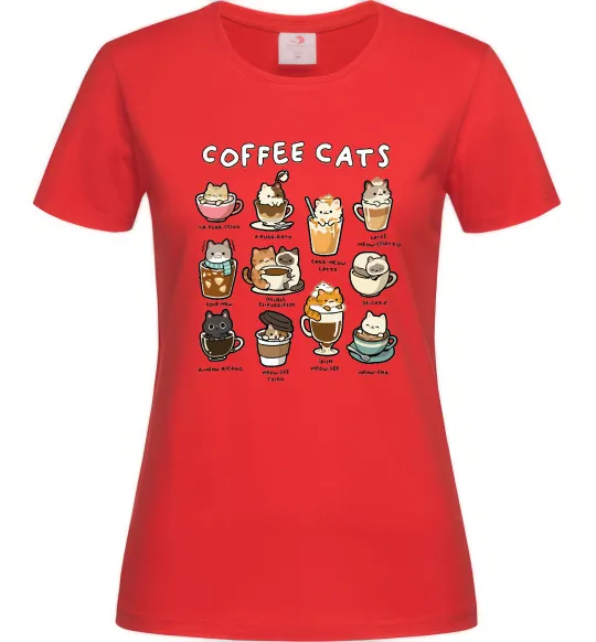 Жіноча футболка Coffee cats Червоний фото