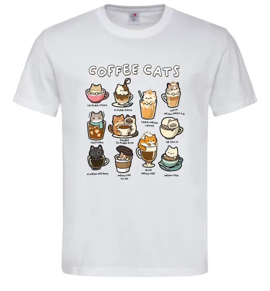 Чоловіча футболка Coffee cats Білий фото