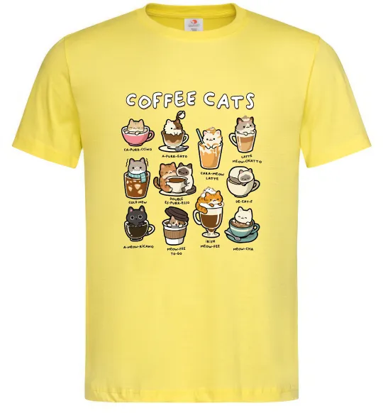 Чоловіча футболка Coffee cats Лимонний фото