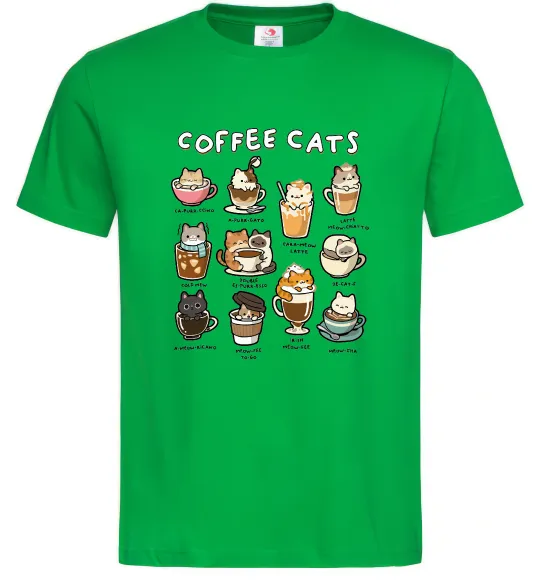 Чоловіча футболка Coffee cats Зелений фото