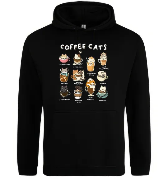 Чоловіча толстовка (худі) Coffee cats Чорний фото