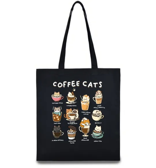 Еко-сумка Coffee cats Чорний фото