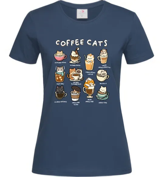 Жіноча футболка Coffee cats Темно-синій фото