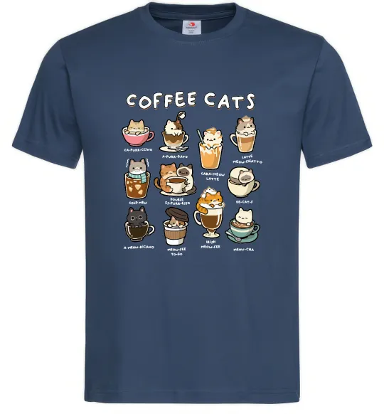 Чоловіча футболка Coffee cats Темно-синій фото