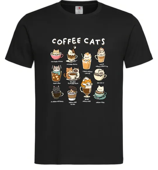 Чоловіча футболка Coffee cats Чорний фото