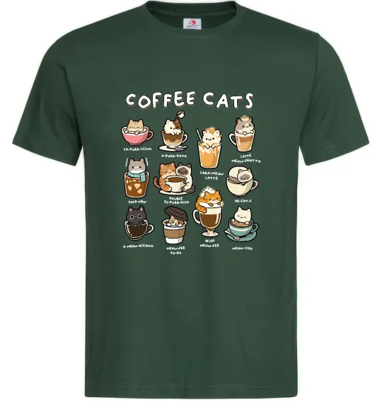 Чоловіча футболка Coffee cats Темно-зелений фото