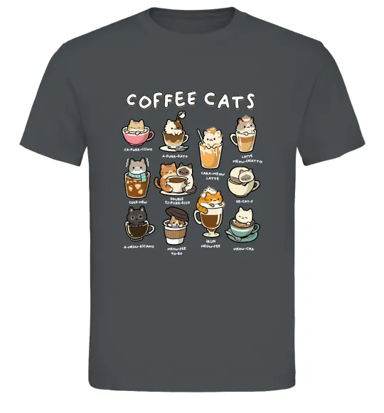 Чоловіча футболка Coffee cats Графіт фото