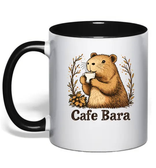 Чашка с цветной ручкой Cafe bara Черный фото