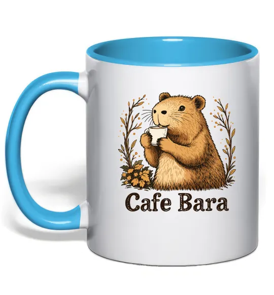 Чашка с цветной ручкой Cafe bara Голубой фото