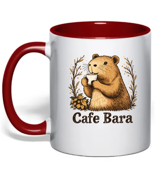 Чашка с цветной ручкой Cafe bara Красный фото