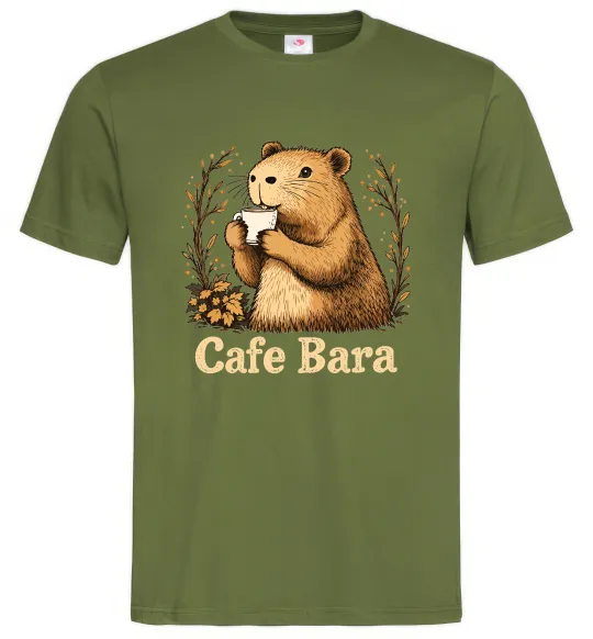 Мужская футболка Cafe bara Оливковый фото