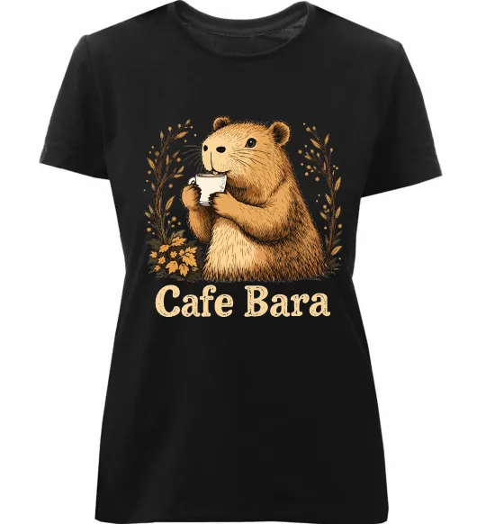 Женская премиум футболка Cafe bara Черный фото