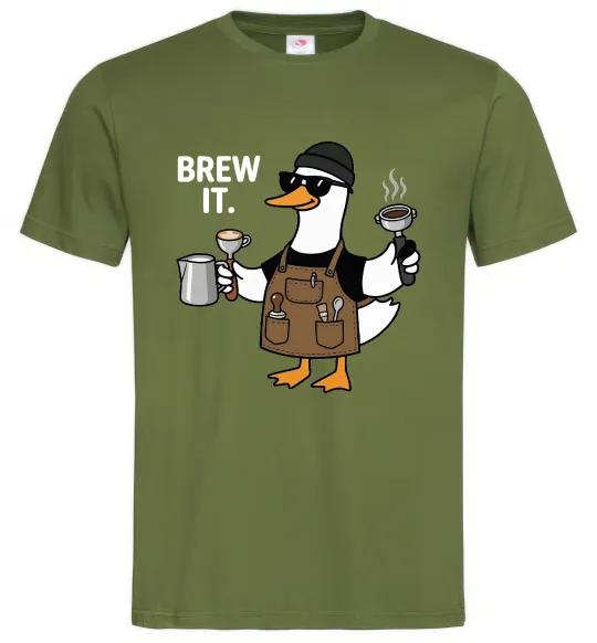 Мужская футболка Brew It Оливковый фото