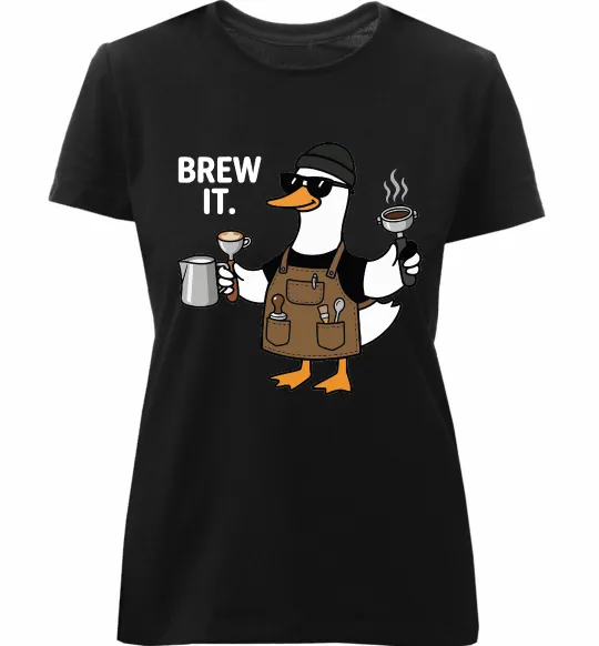 Женская премиум футболка Brew It Черный фото
