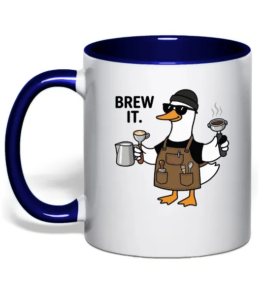 Чашка с цветной ручкой Brew It Глубокий темно-синий фото
