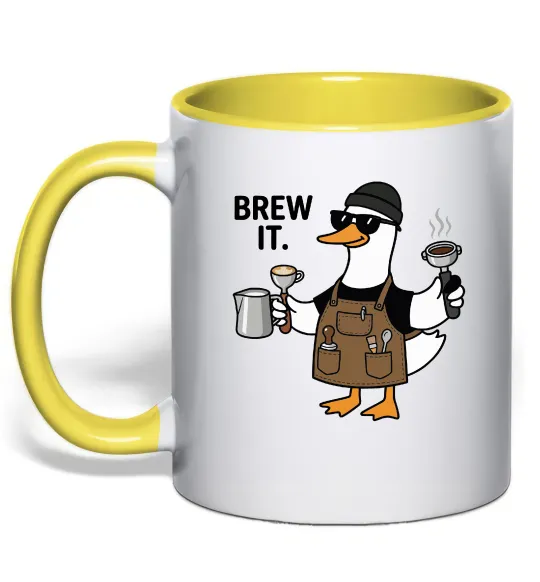 Чашка с цветной ручкой Brew It Лимонный фото