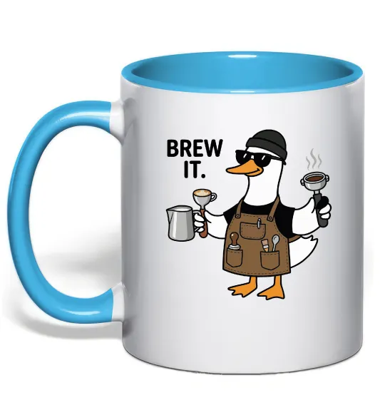 Чашка с цветной ручкой Brew It Голубой фото