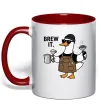Чашка с цветной ручкой Brew It Красный фото