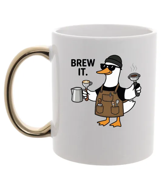 Чашка с цветной ручкой Brew It Золото фото
