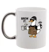Чашка с цветной ручкой Brew It Серебро фото