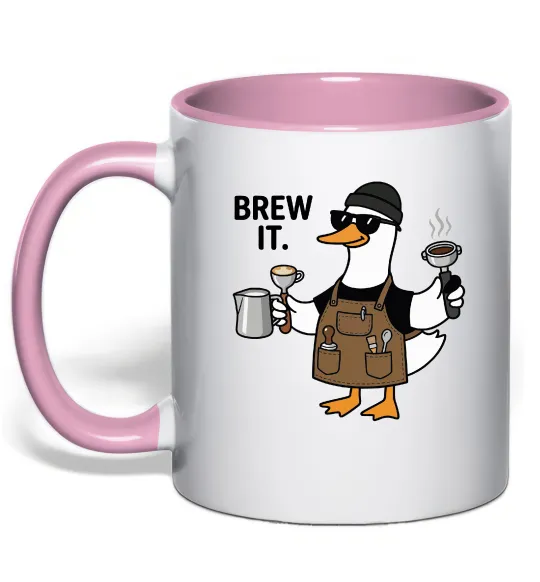 Чашка с цветной ручкой Brew It Нежно розовый фото