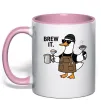 Чашка с цветной ручкой Brew It Нежно розовый фото