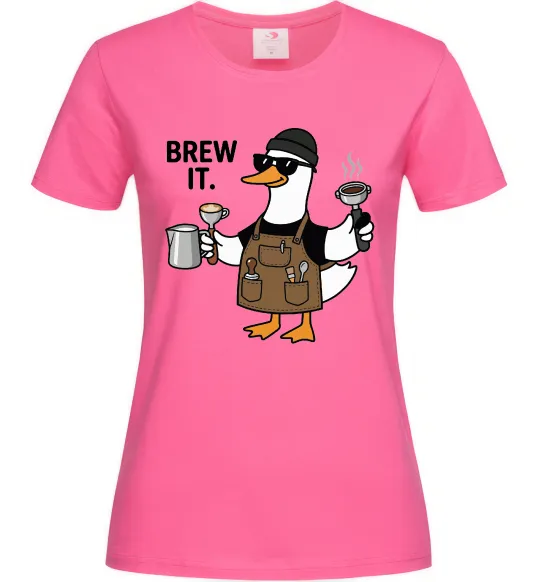 Женская футболка Brew It Ярко-розовый фото