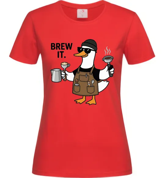 Женская футболка Brew It Красный фото