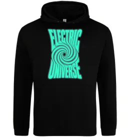 Чоловіча толстовка (худі) Люмінесцентний принт "electric universe" Чорний фото